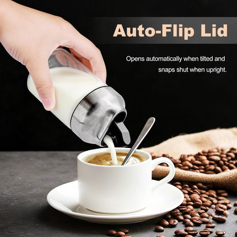 Aelga closeup stainless-steel lid illustrating flip-top action for easy pouring
