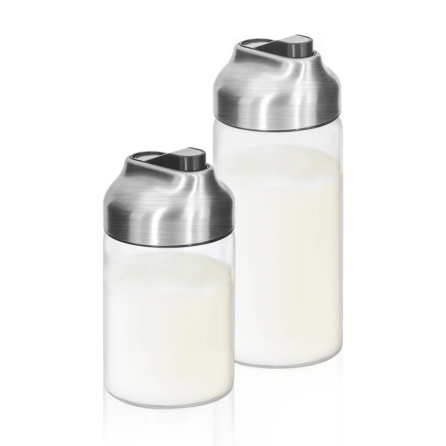 Aelga front view packaged set showing clean glass and stainless lids for stylish display
