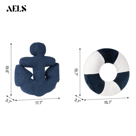 AELS lifebuoy pillow front view adding coastal charm and color contrast
