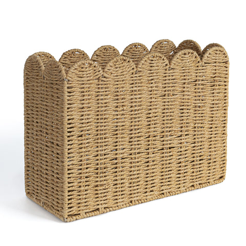 AELS magazine holder front view showing neat storage and decorative edge benefit