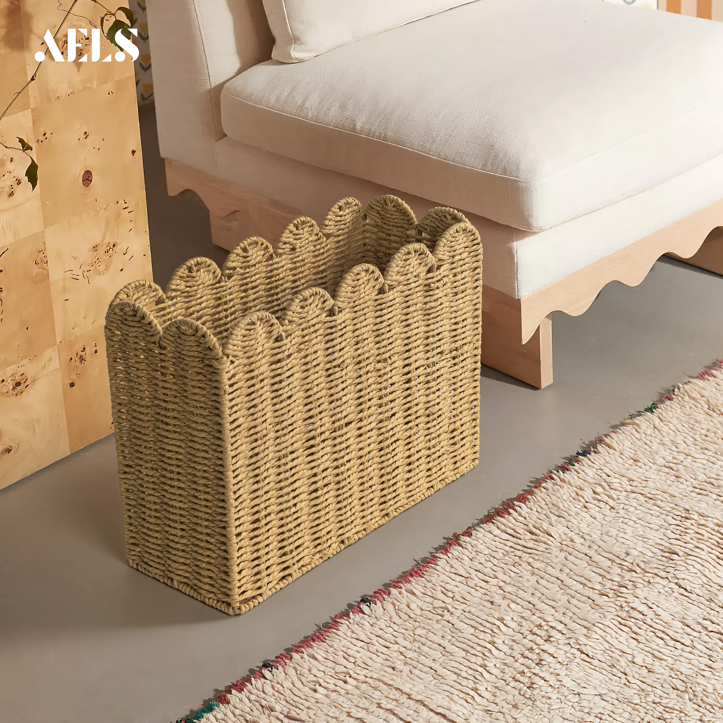 AELS magazine basket on office shelf organizing files and reducing clutter