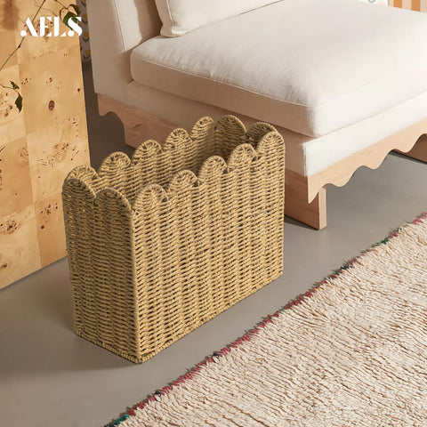 AELS magazine basket on office shelf organizing files and reducing clutter