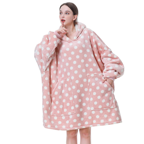 Aemicion front view of oversized wearable blanket hoodie showing full coverage and comfort
