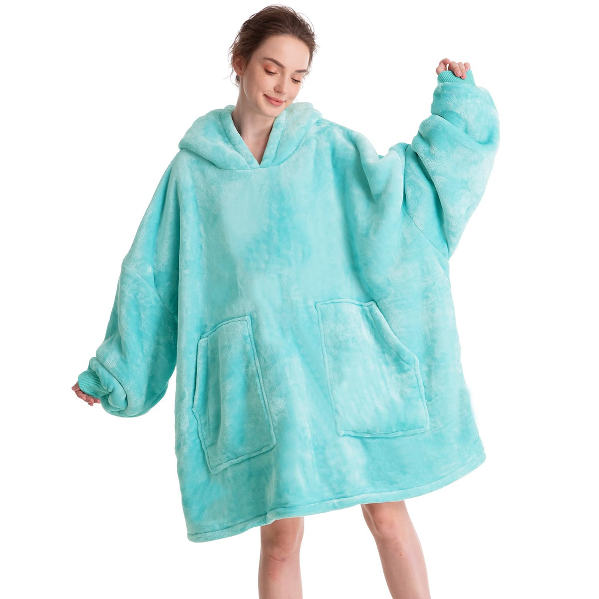 Aemicion front view hoodie showing oversized fit and cozy look