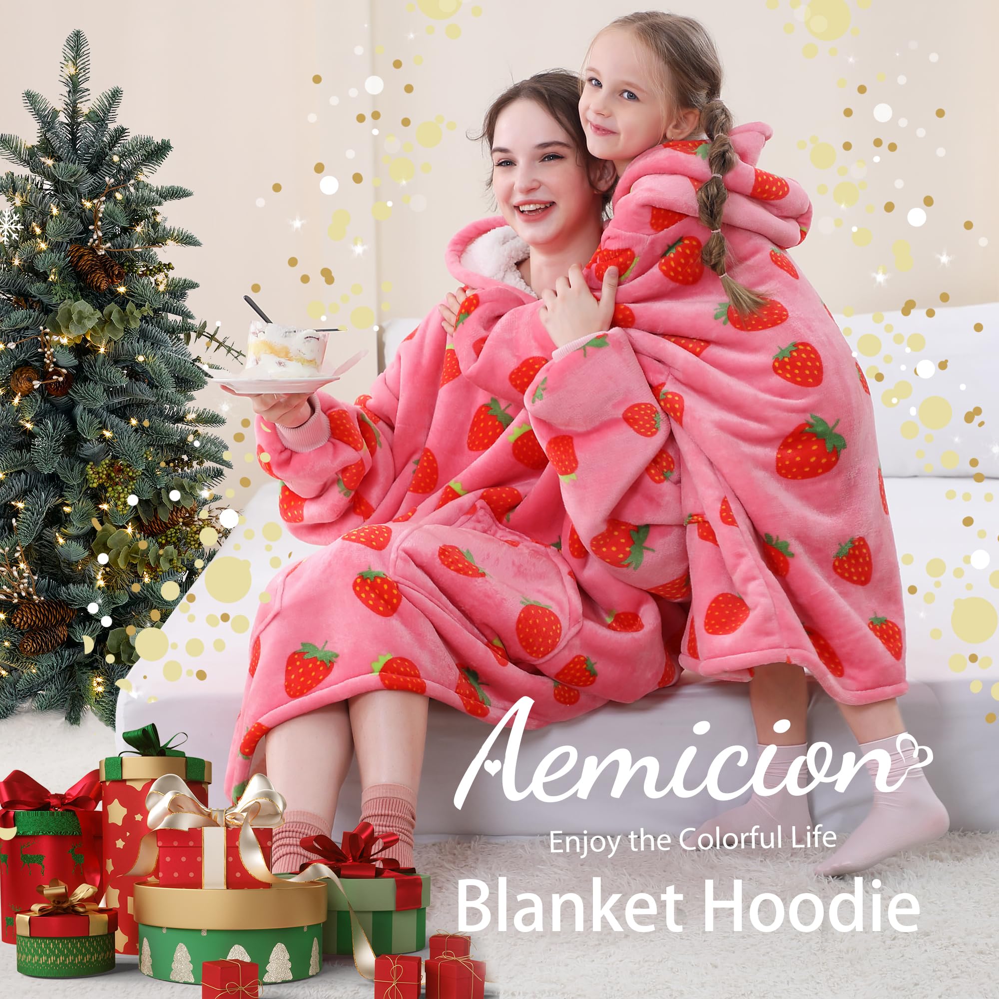 Aemicion hoodie size comparison beside a backpack showing generous kids' coverage