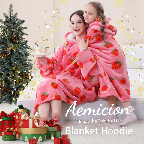 Aemicion hoodie size comparison beside a backpack showing generous kids' coverage