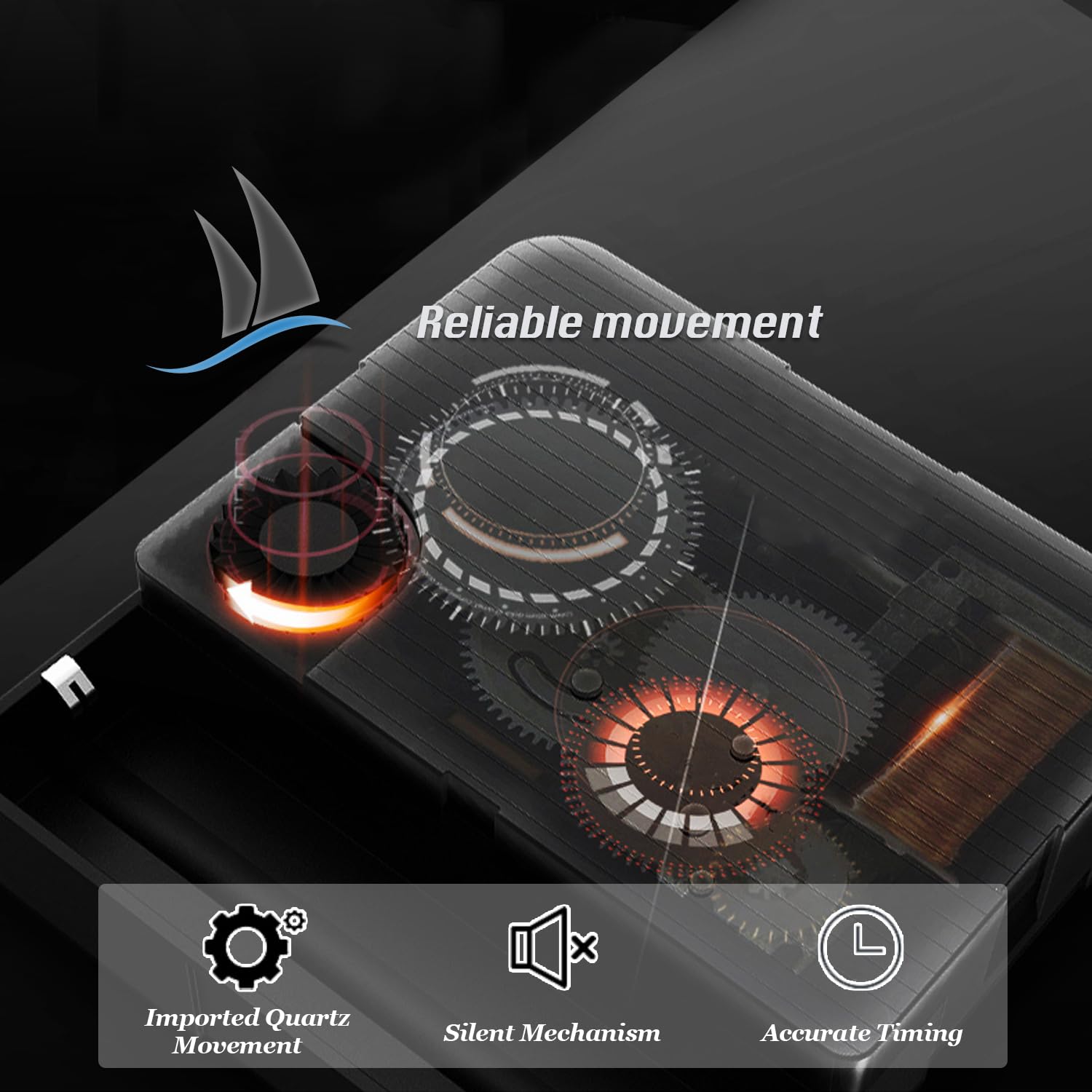 Aero Snail rear view of movement and battery compartment, easy maintenance