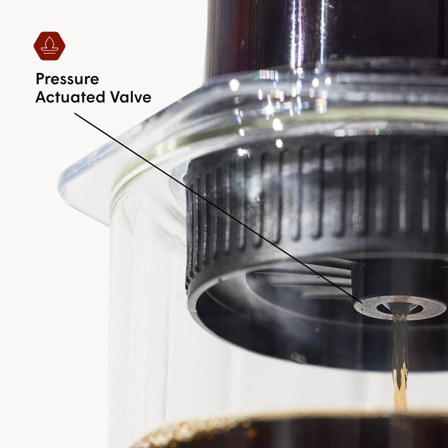 AeroPress Flow Cap with paper filter installed for clean, crisp cups