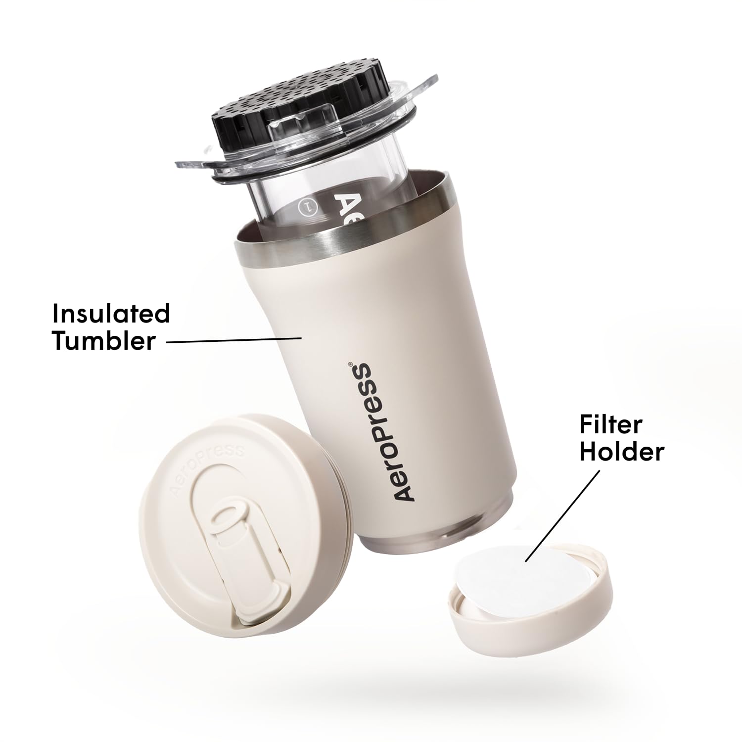 AeroPress Go Plus brewing coffee at a campsite for fast fresh coffee on the go benefit