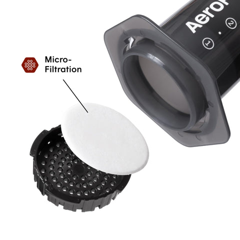 AeroPress ejecting coffee puck for fast, no-mess cleanup advantage