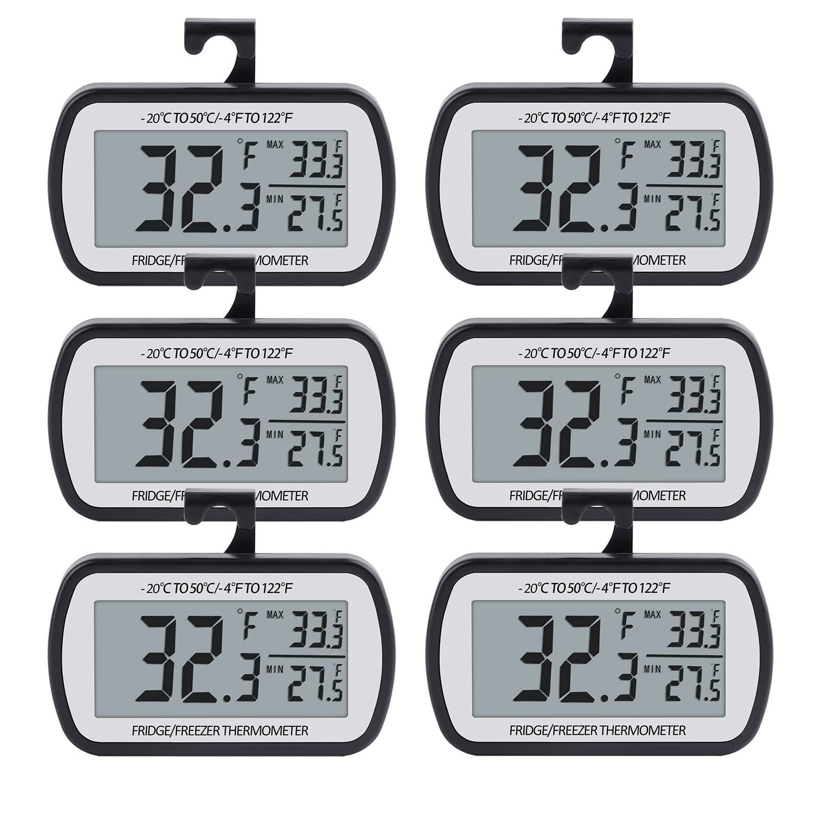 AEVETE pack of six thermometers showing front displays for instant monitoring