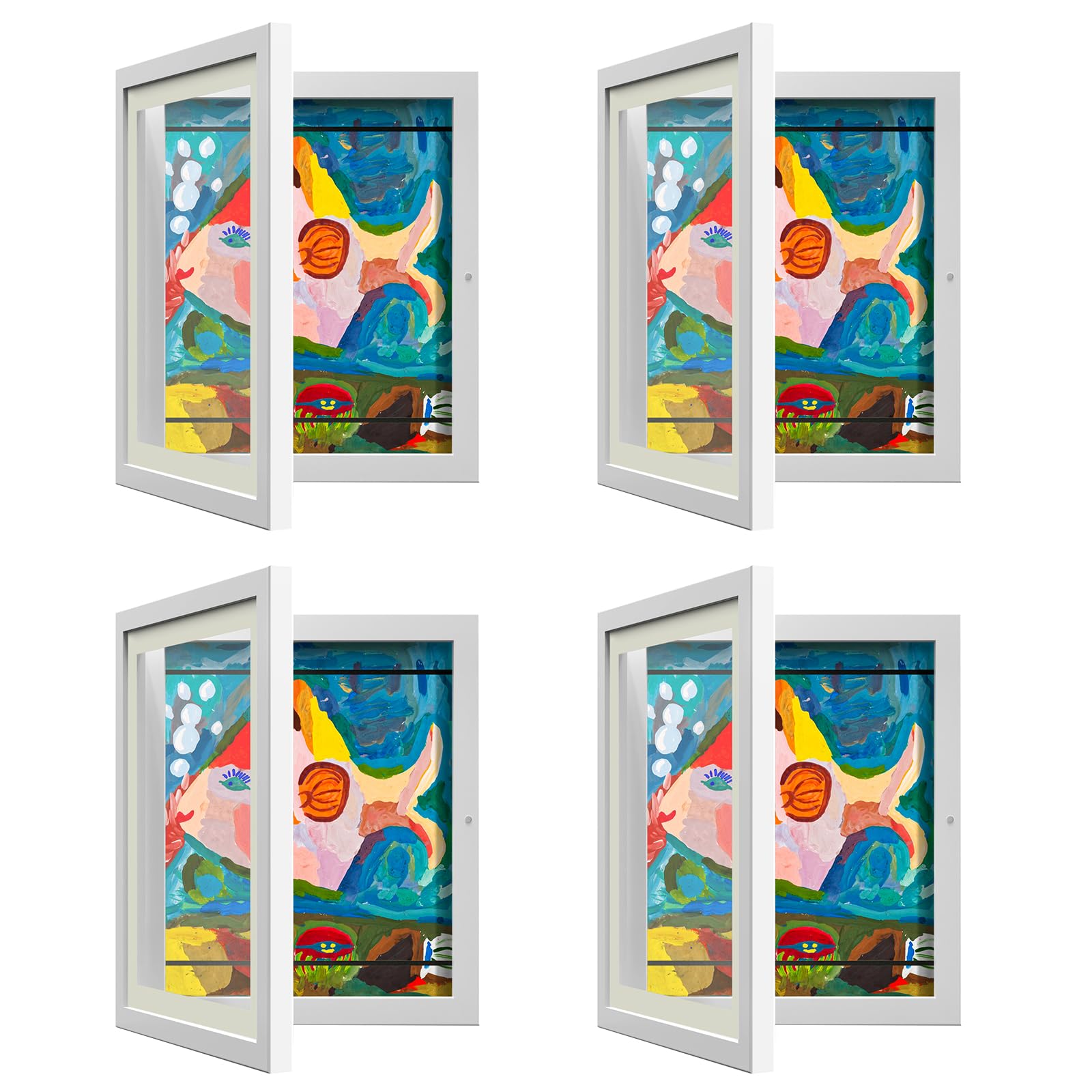 AFEION front-facing four frames on wall showing tidy rotating gallery and easy updates