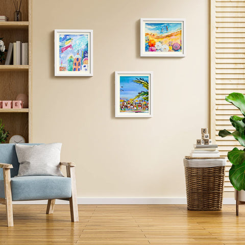 AFEION stacked artworks inside frame showing protected storage of up to 50 pieces