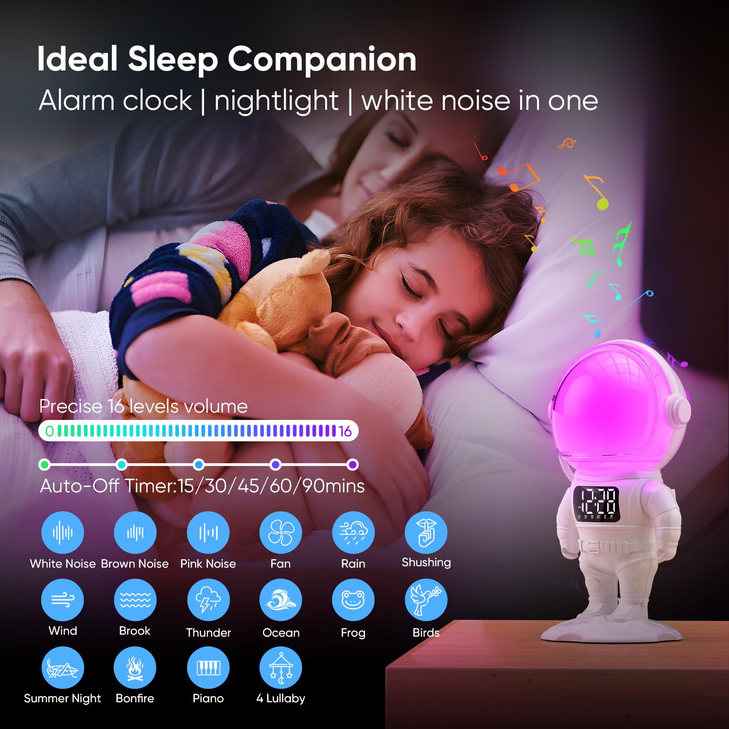 AFEXOA astronaut placed on bedside table creating calming ambiance