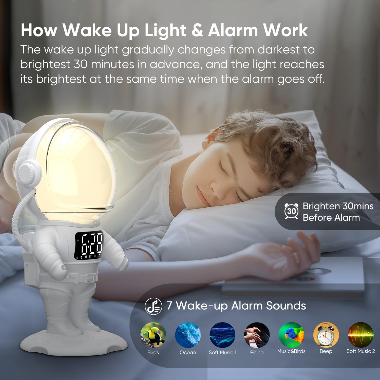 AFEXOA astronaut nightlight color chart showcasing mood options