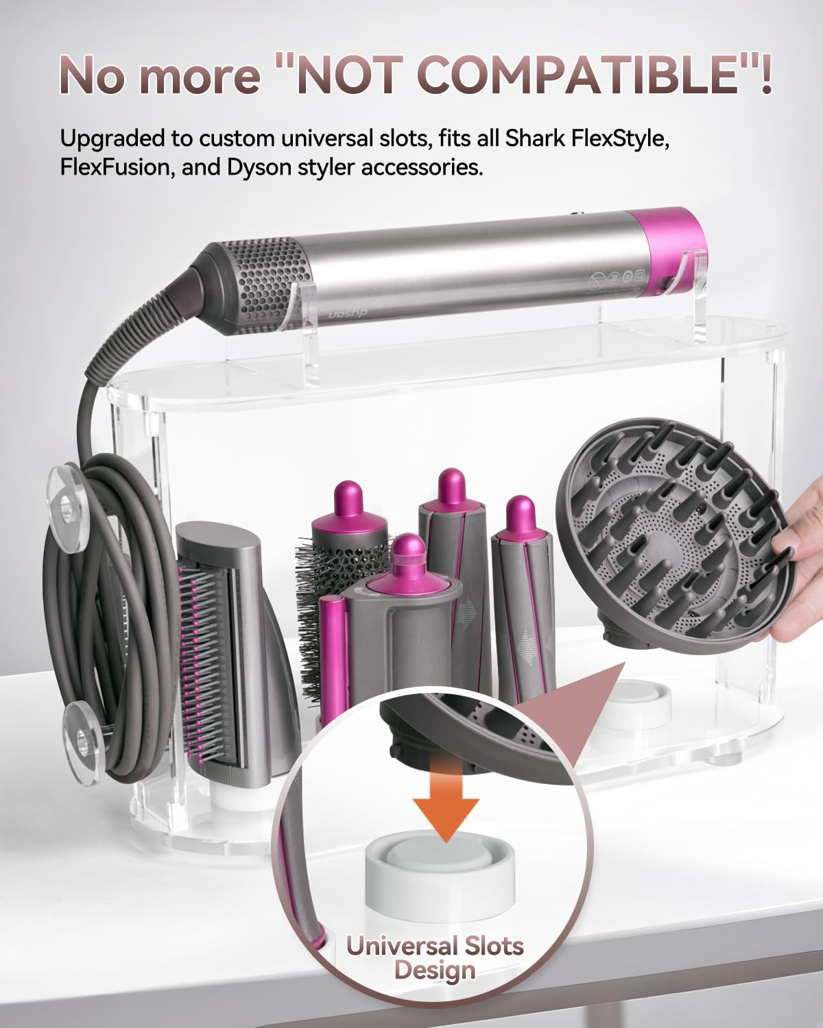 Affogato top-down view highlighting six dedicated slots for Airwrap attachments
