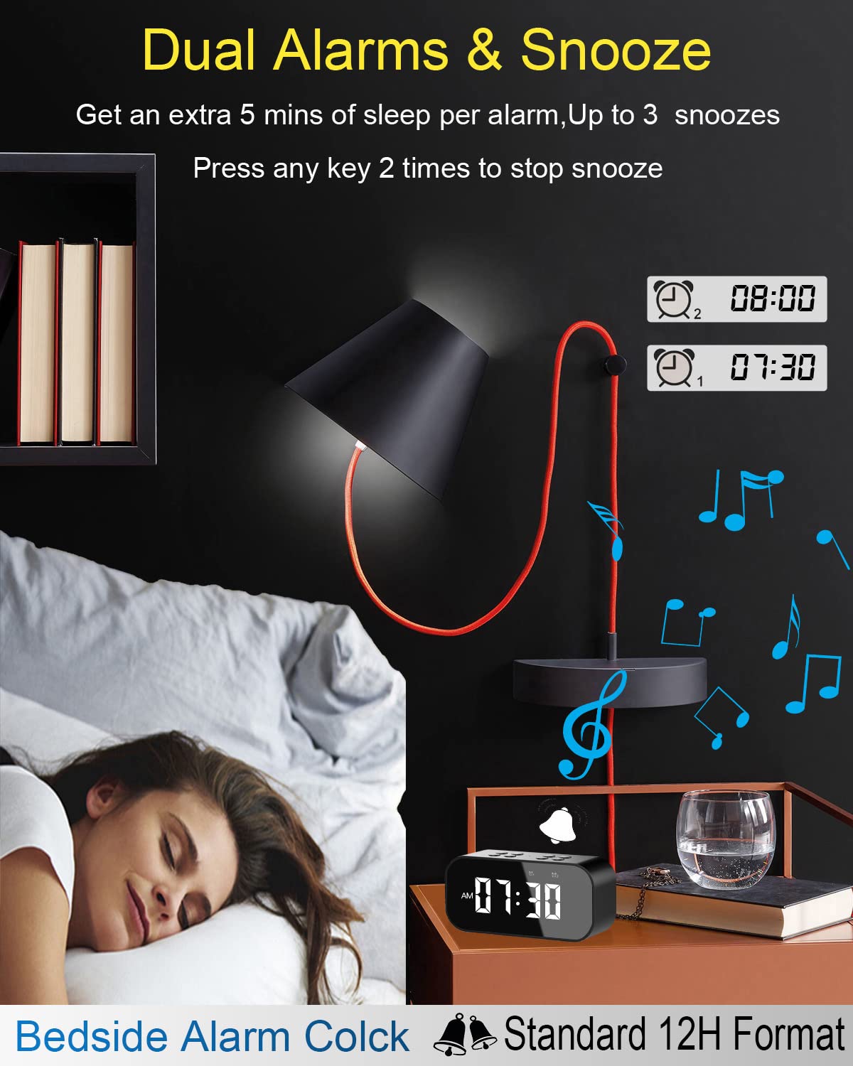 AFK top controls detail showing alarm and volume buttons for simple use