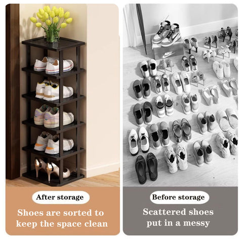 AFOORD installed inside a closet saving floor space and organizing shoes