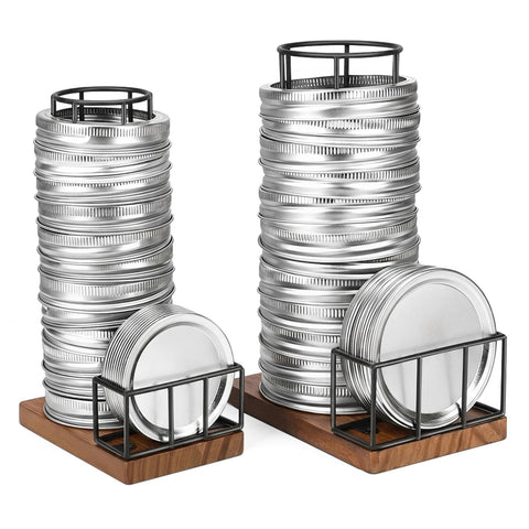 AFOROEOA front view of both lid organizers showing neat storage benefit