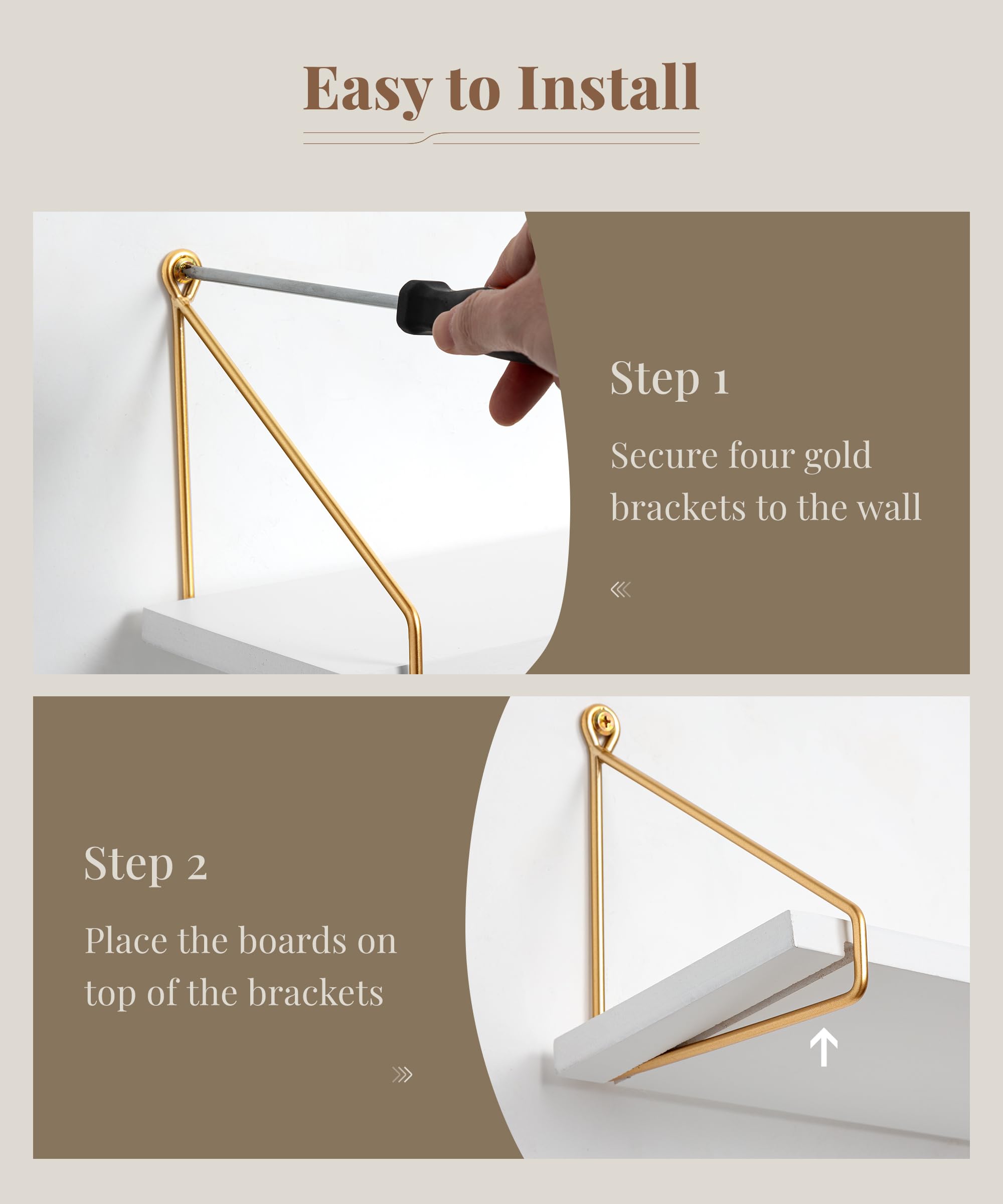 Afuly shelf mounted on wall with ruler showing 16.4 inch width for easy size comparison