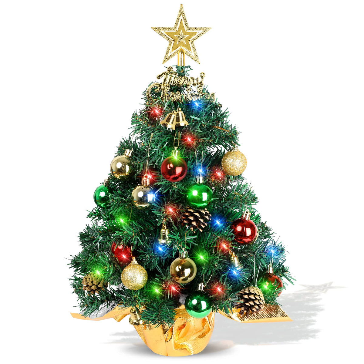 AGIRL front view of assembled 22in tree showing full decoration and instant holiday appeal