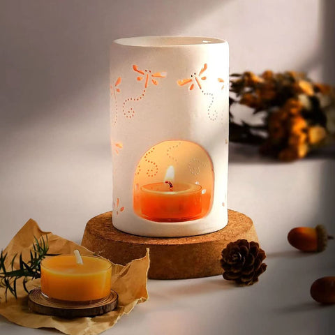 AGLARY grouped tealights in centerpiece showing consistent even glow
