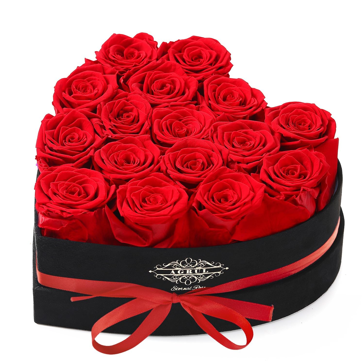 Agrul heart-shaped box front view showing elegant presentation and instant giftability