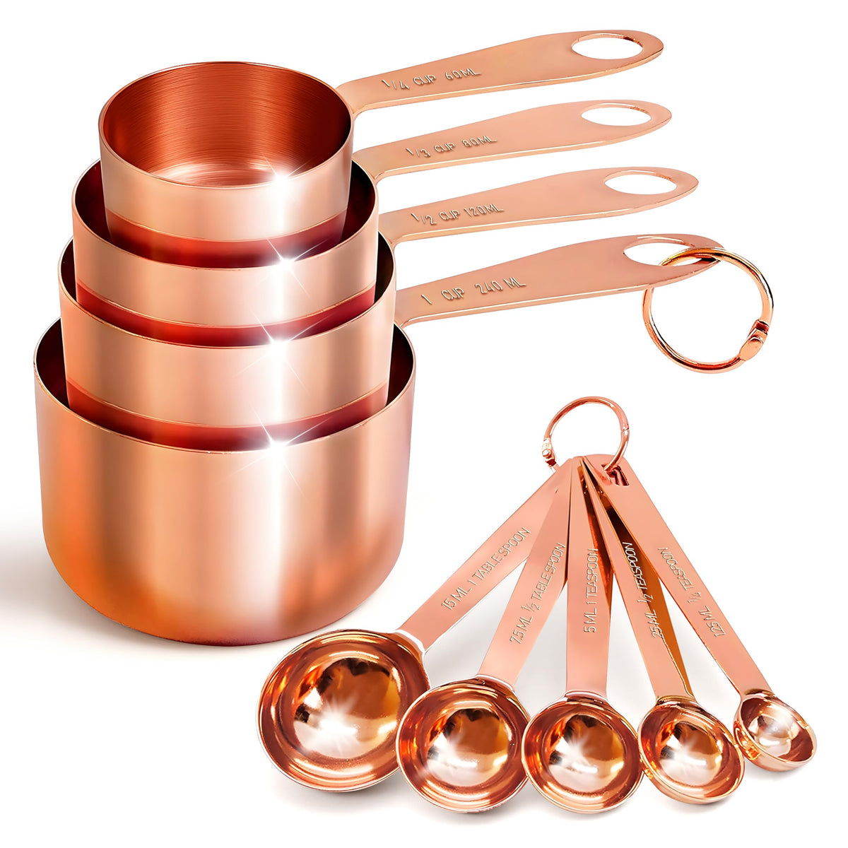 AGRUS front view of stackable cups and spoons showing organization benefit