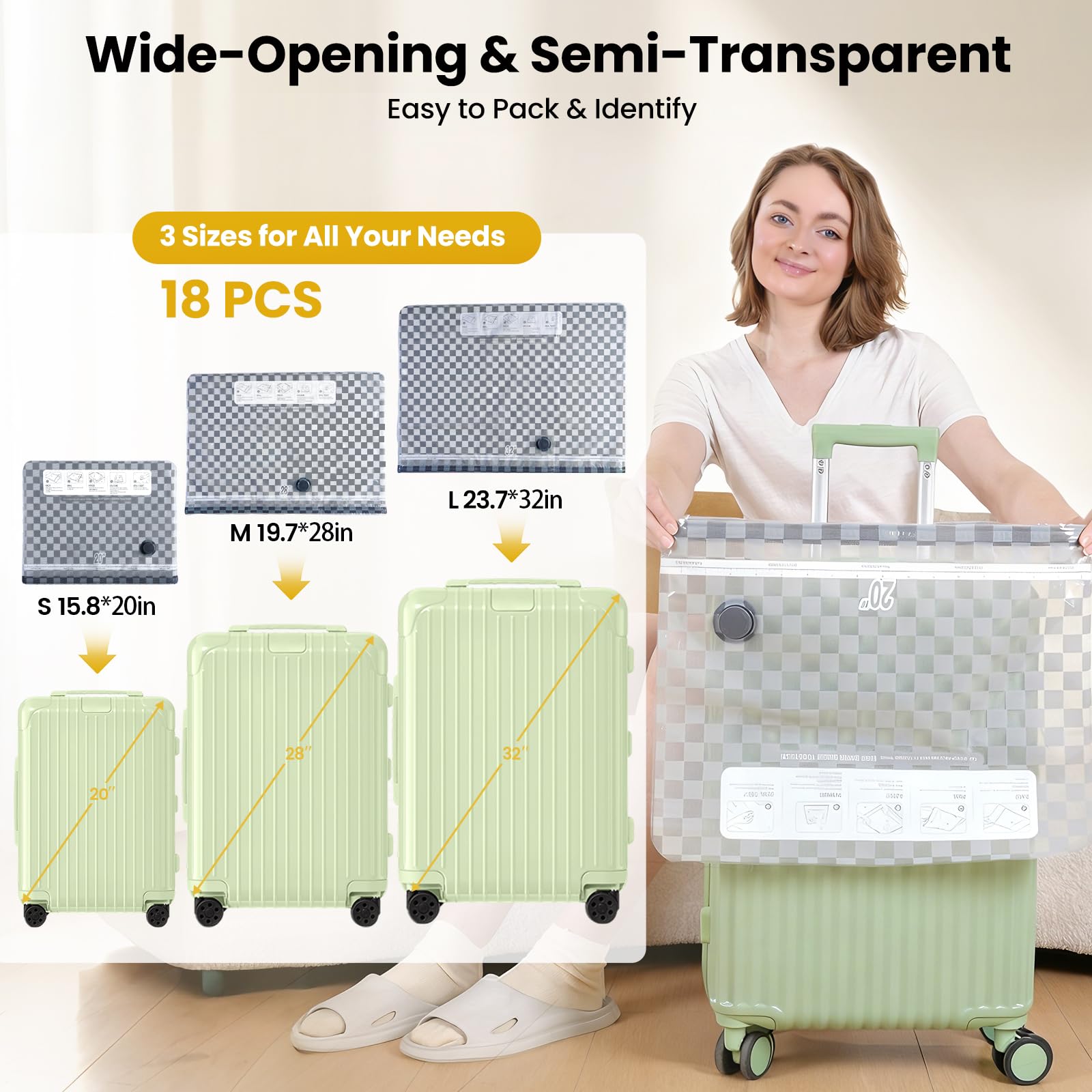 AH AEHIBO vacuum bags packed in suitcase, travel-ready and TSA-friendly benefit