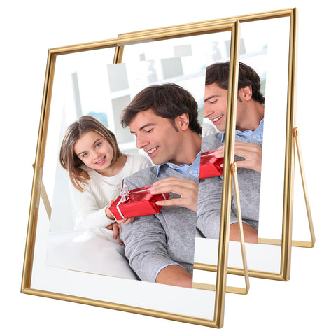 AhaGo gold frame styled on a mantel enhancing living room decor