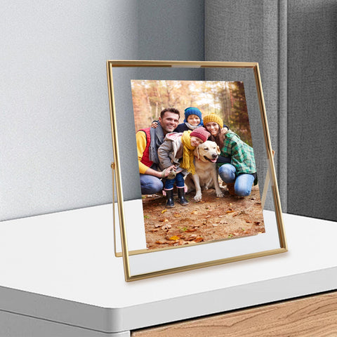AhaGo gold frame beside ruler indicating true 8x10 size and scale