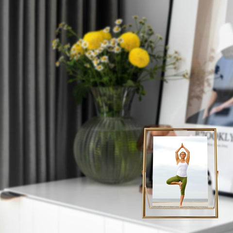 AhaGo gold frames on a tabletop adding refined decor and easy display