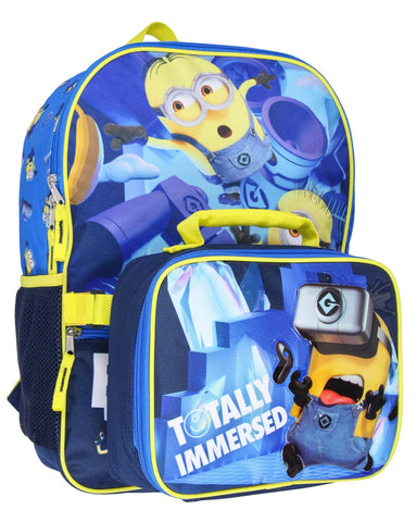 AI ACCESSORY INNOVATIONS lunch box front displaying matching Minions print and easy-carry benefit