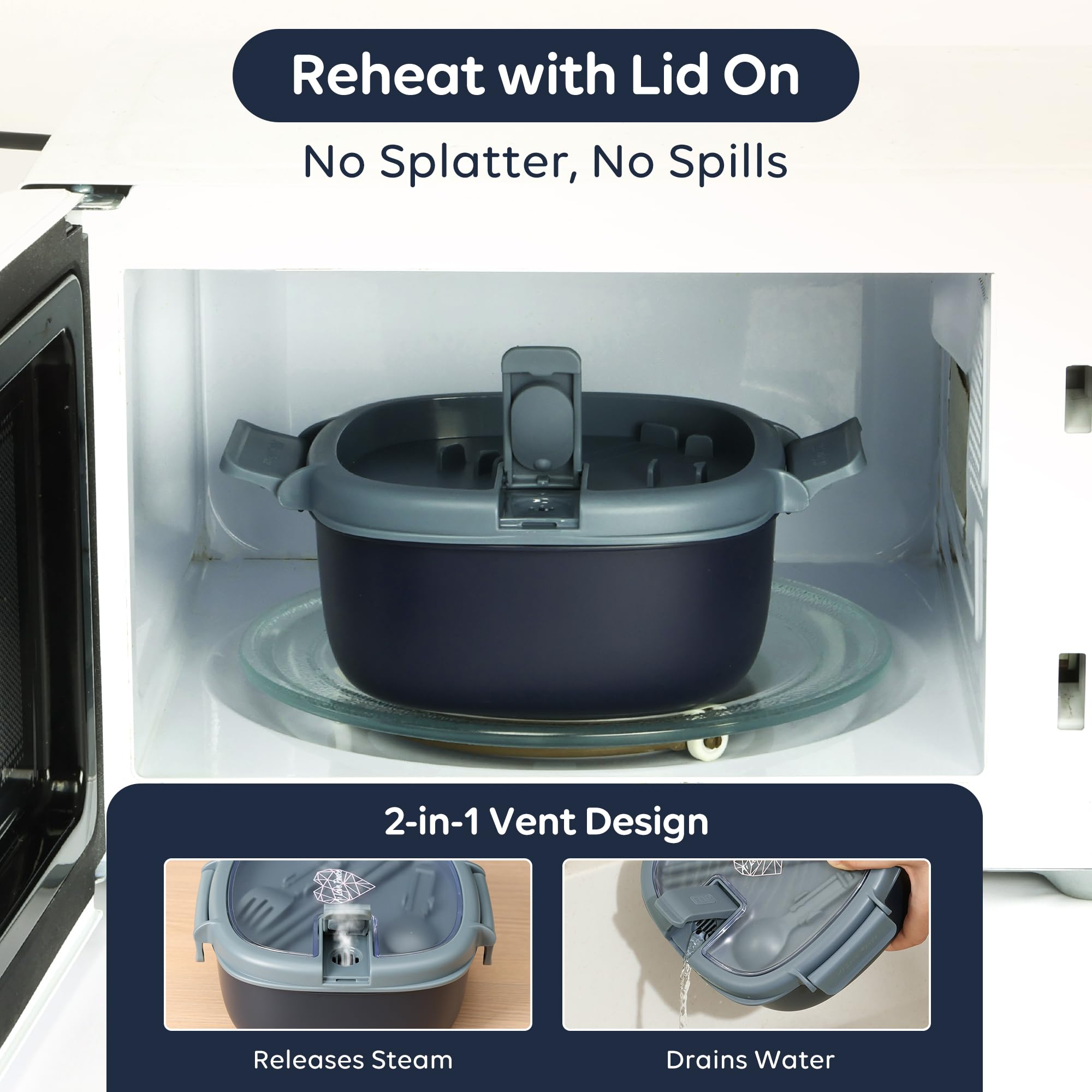 AI LOVE PEACE lid close-up showing vent mechanism for splatter-free microwaving