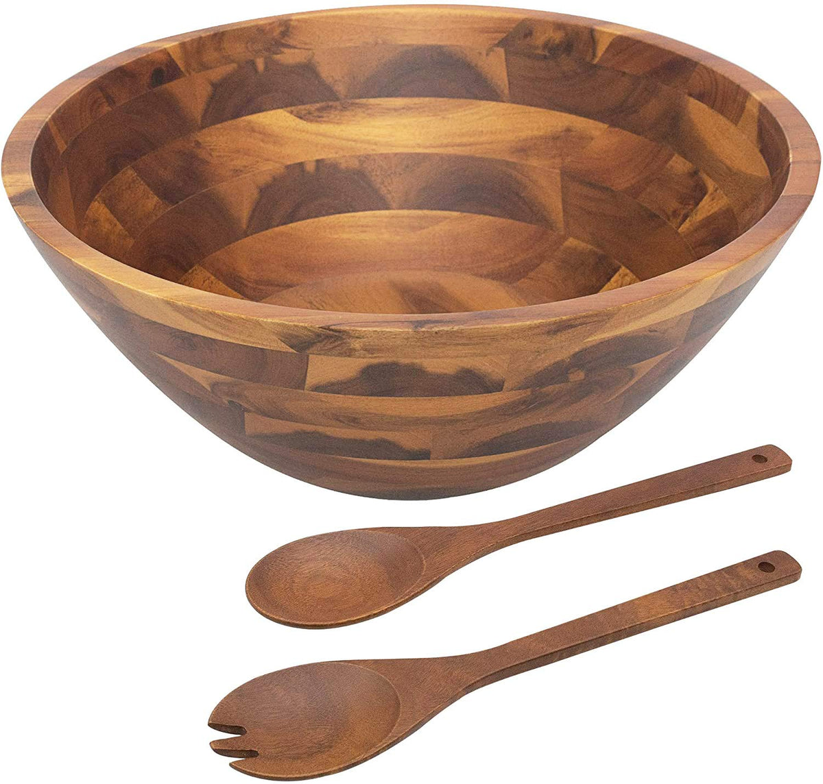 AIDEA front view of large acacia salad bowl showing serving readiness