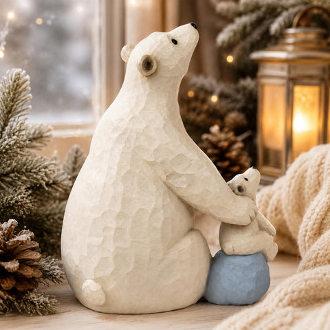 AIDLNS front view polar bear figurine showing family bond and display charm