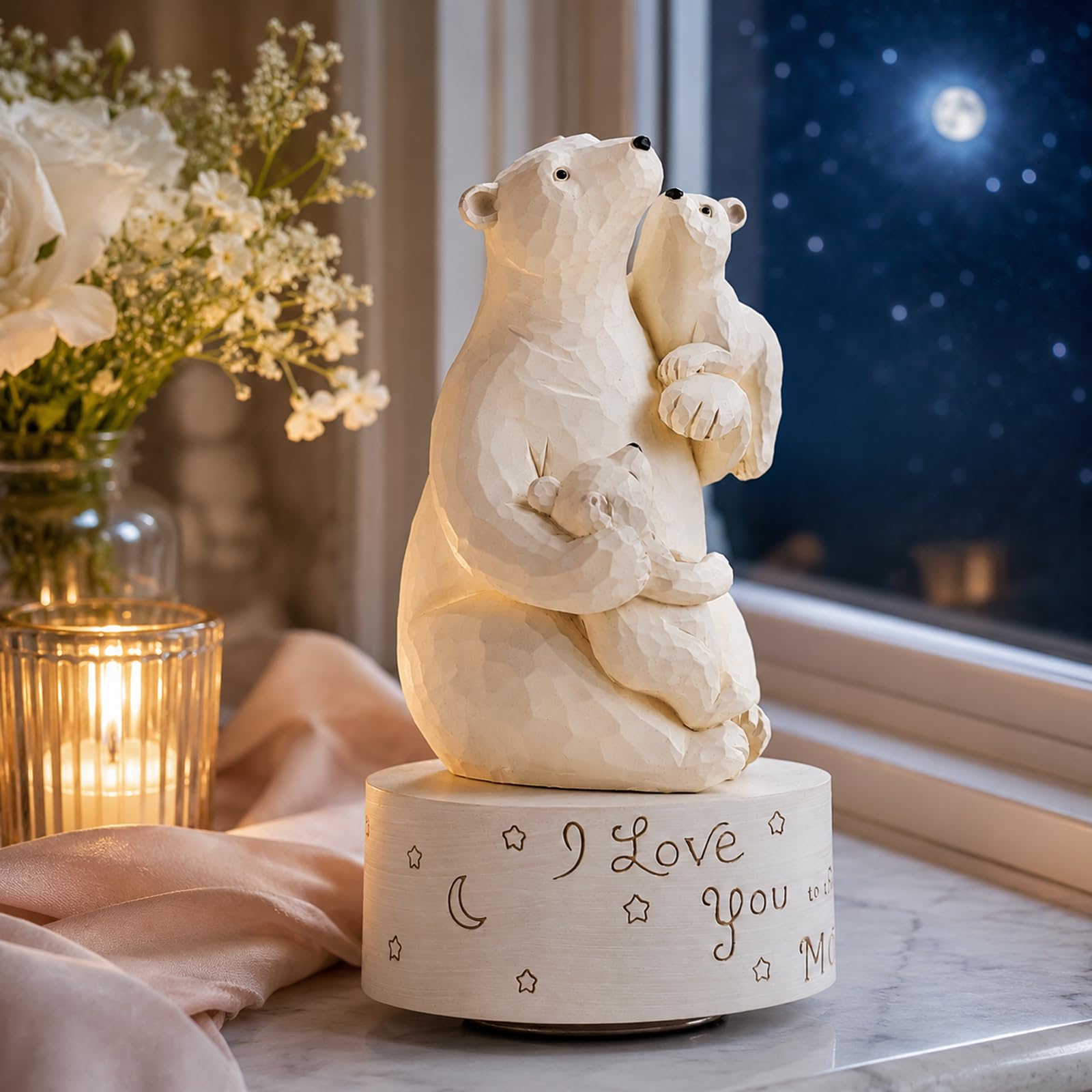 AIDLNS polar bear family front view showing warm decor appeal