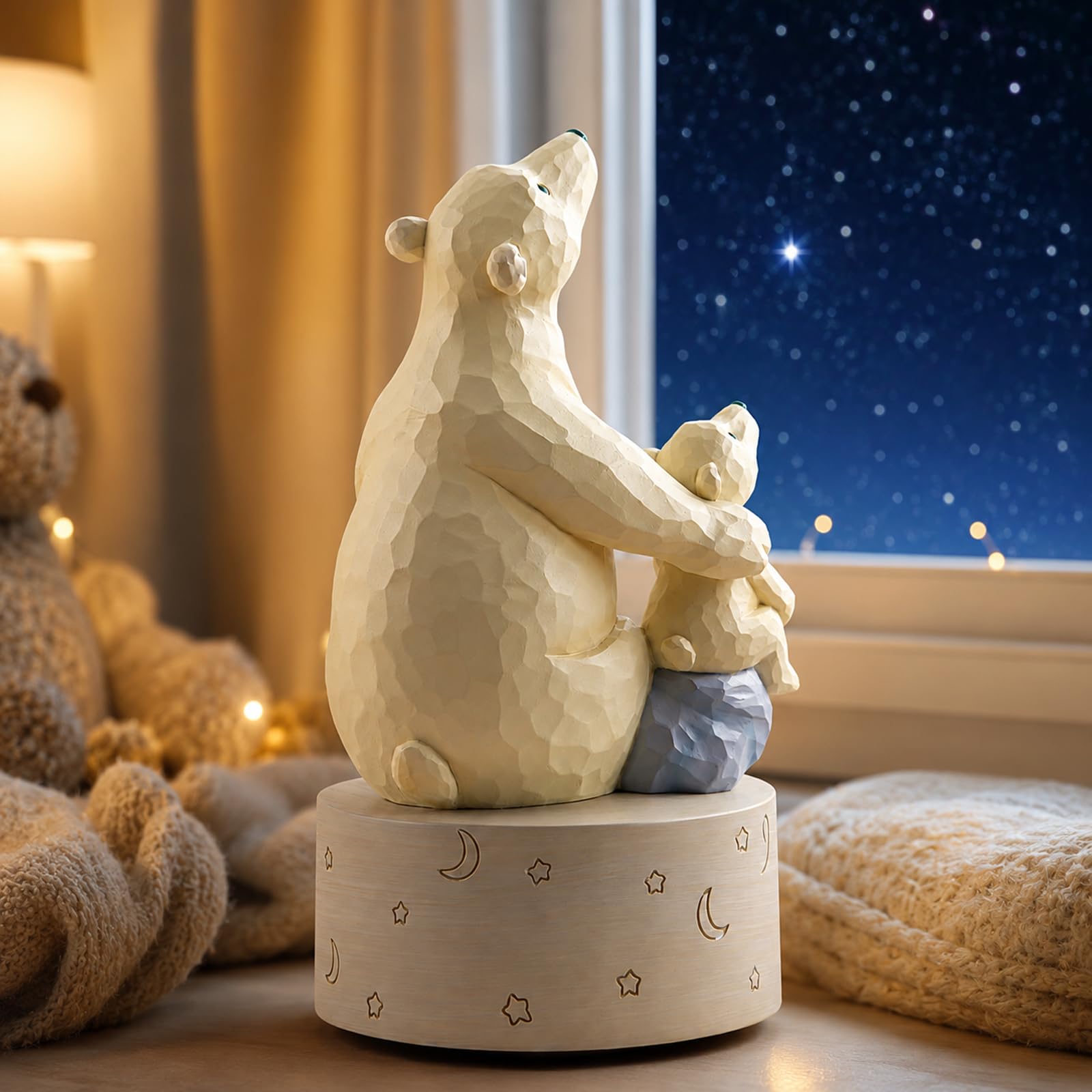 AIDLNS polar bear front view showing mom and cub and the quote, evokes comfort