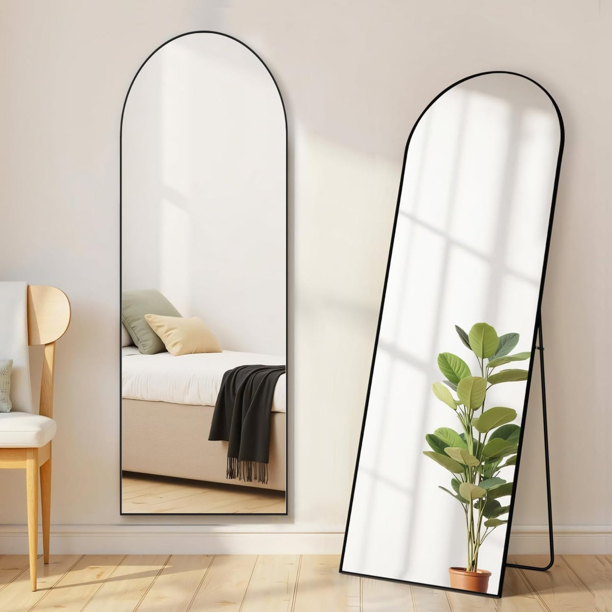 Aidoly arched full-length front view showing clean reflection and modern look