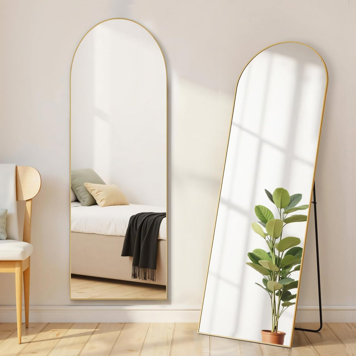 Aidoly arched full-length mirror front view showing elegant frame and full reflection benefit