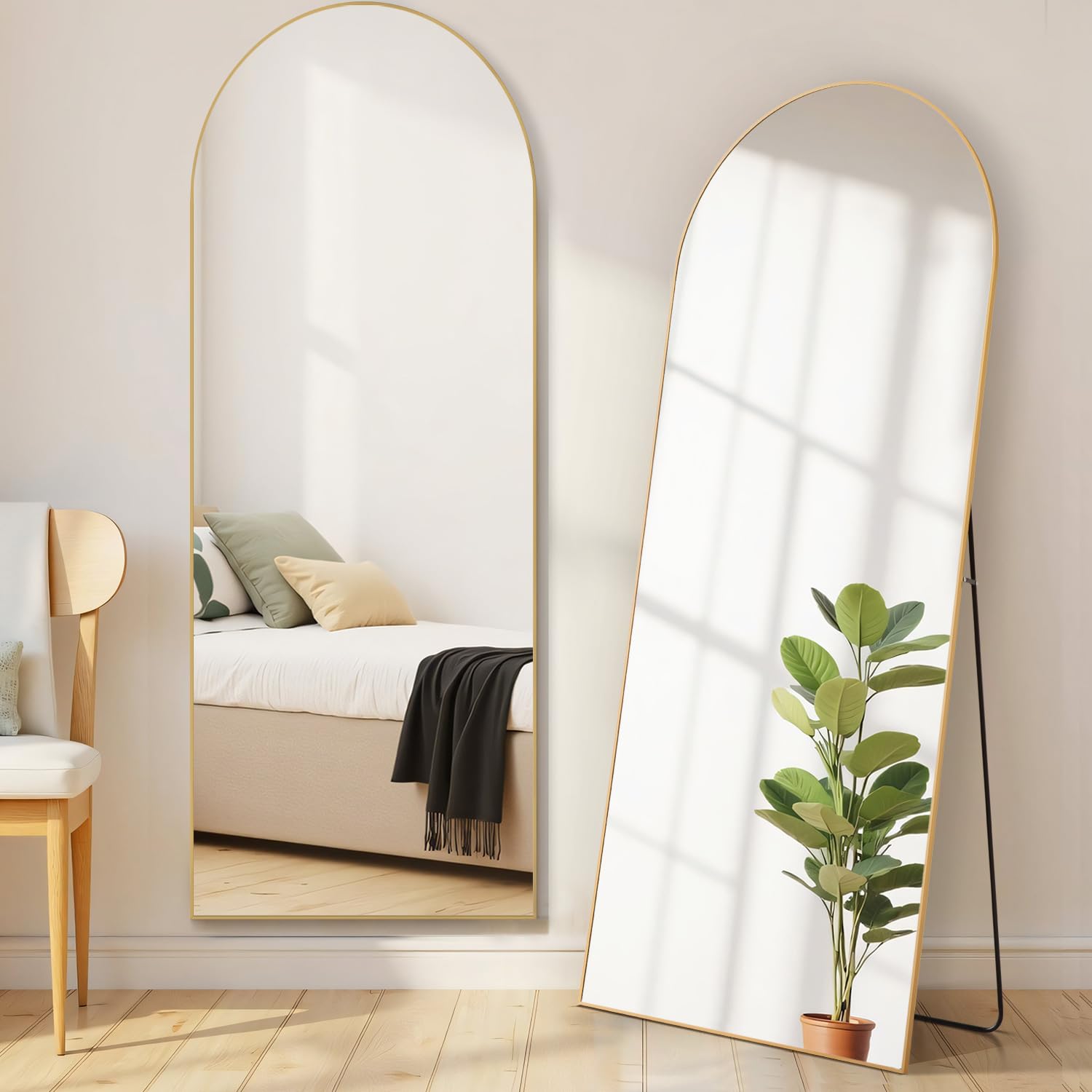 Aidoly arched mirror full view showing elegant frame and clear reflection benefit
