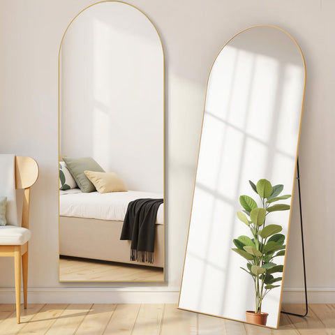 Aidoly arched mirror full view showing elegant frame and clear reflection benefit