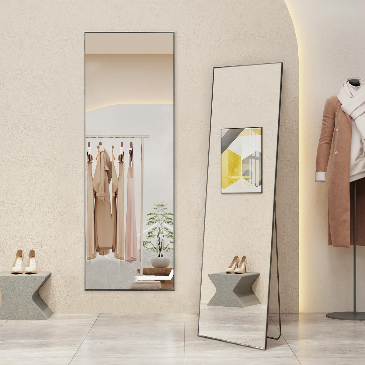 Aidoly full-length mirror front view showing full outfit reflection and style