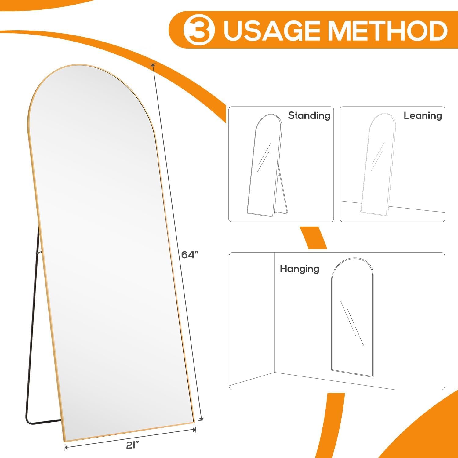Aidoly mirror leaning in bedroom demonstrating easy no-assembly placement benefit