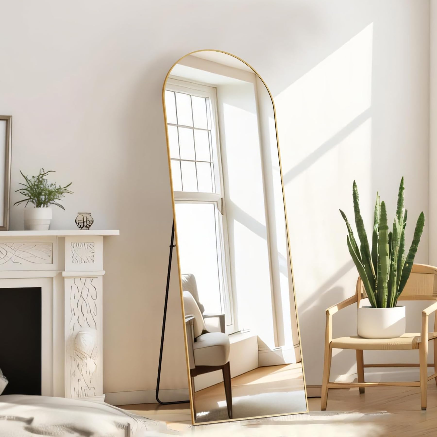 Aidoly mirror next to door showing scale and full-body view benefit