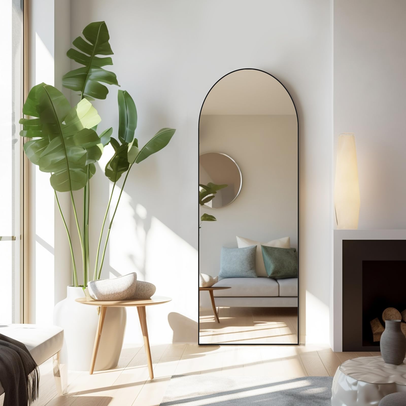 Aidoly mirror next to chair to show size and scale advantage