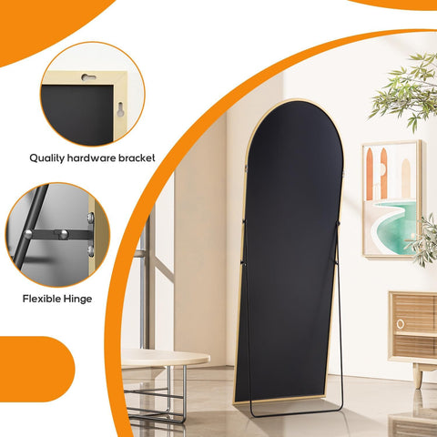 Aidoly mirror next to doorframe showing full-length scale and room fit