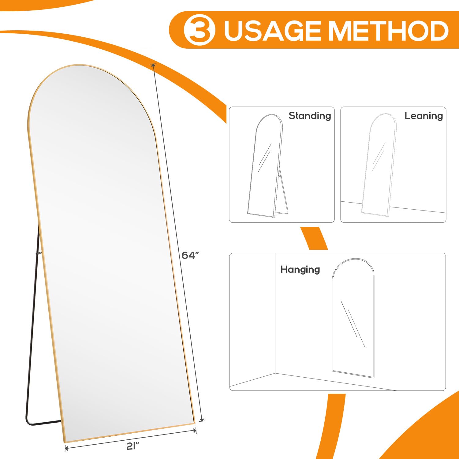 Aidoly mirror size scale with person demonstrating full-body view and accurate proportion benefit