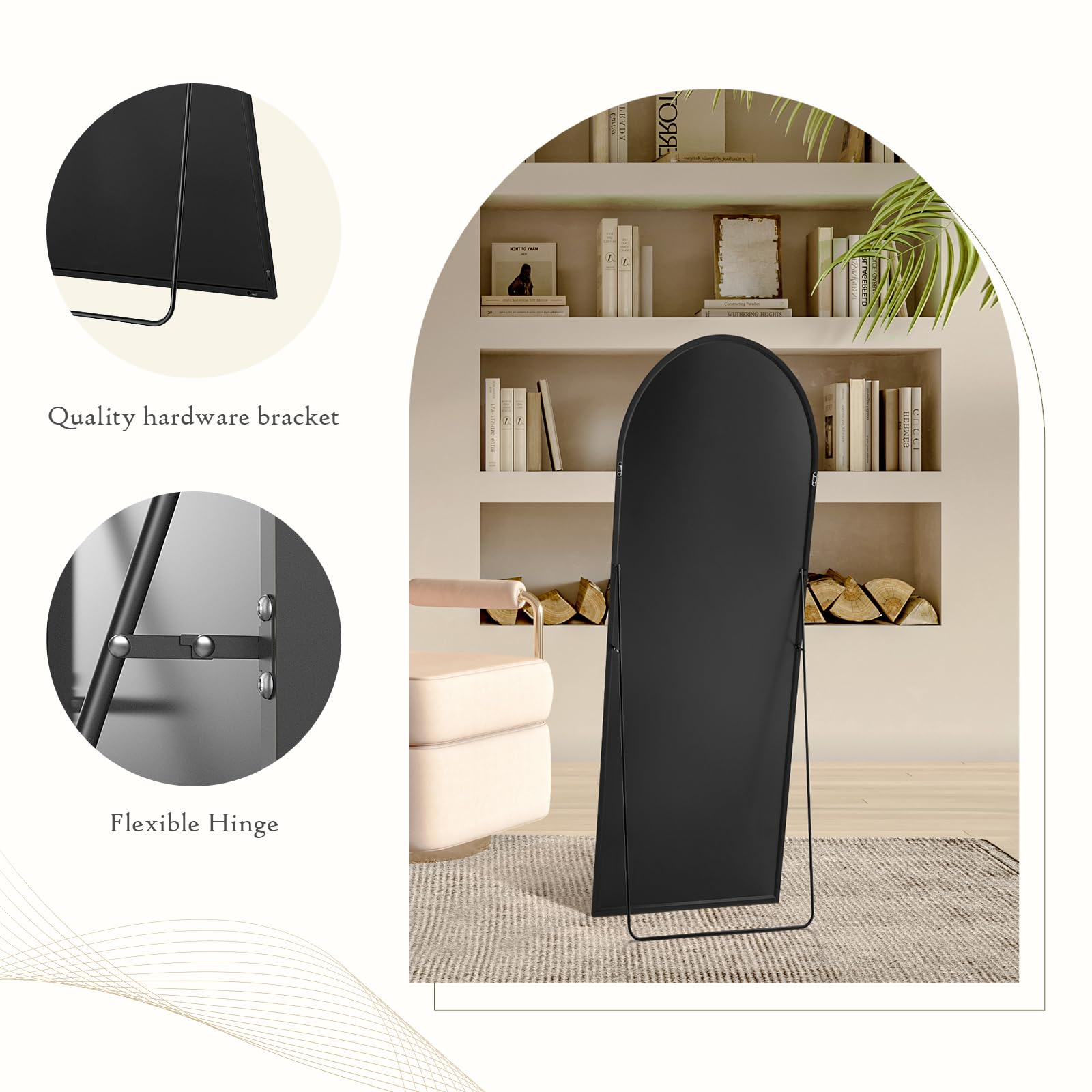 Aidoly mirror standing in bedroom providing full-length outfit view