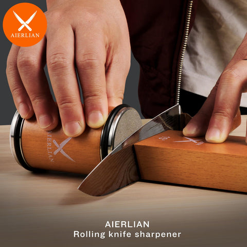 AIERLIAN close-up of diamond and ceramic discs demonstrating sharpening power